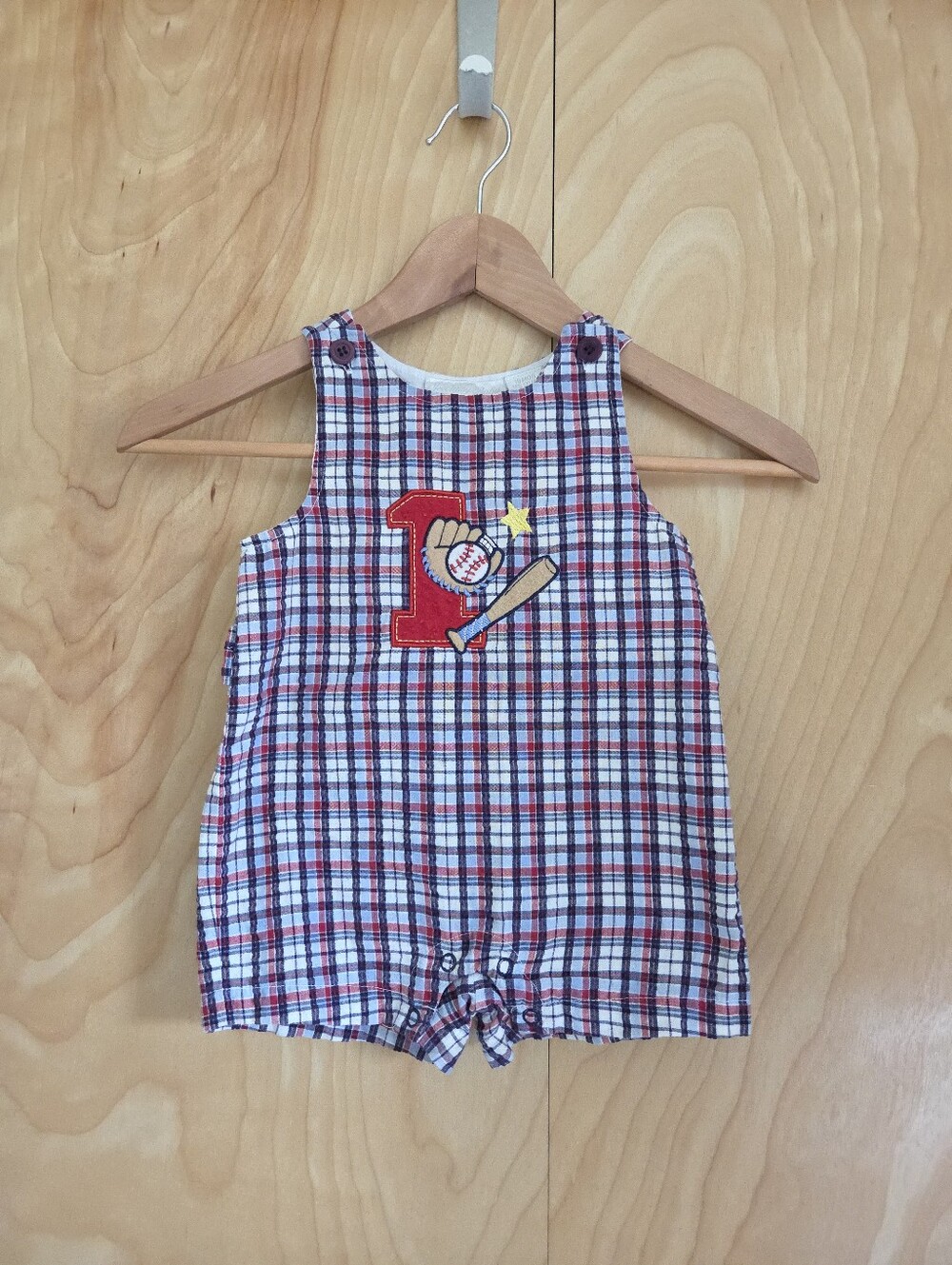 Vintage Y2k Specialty Baby Plaid Baseball Romper